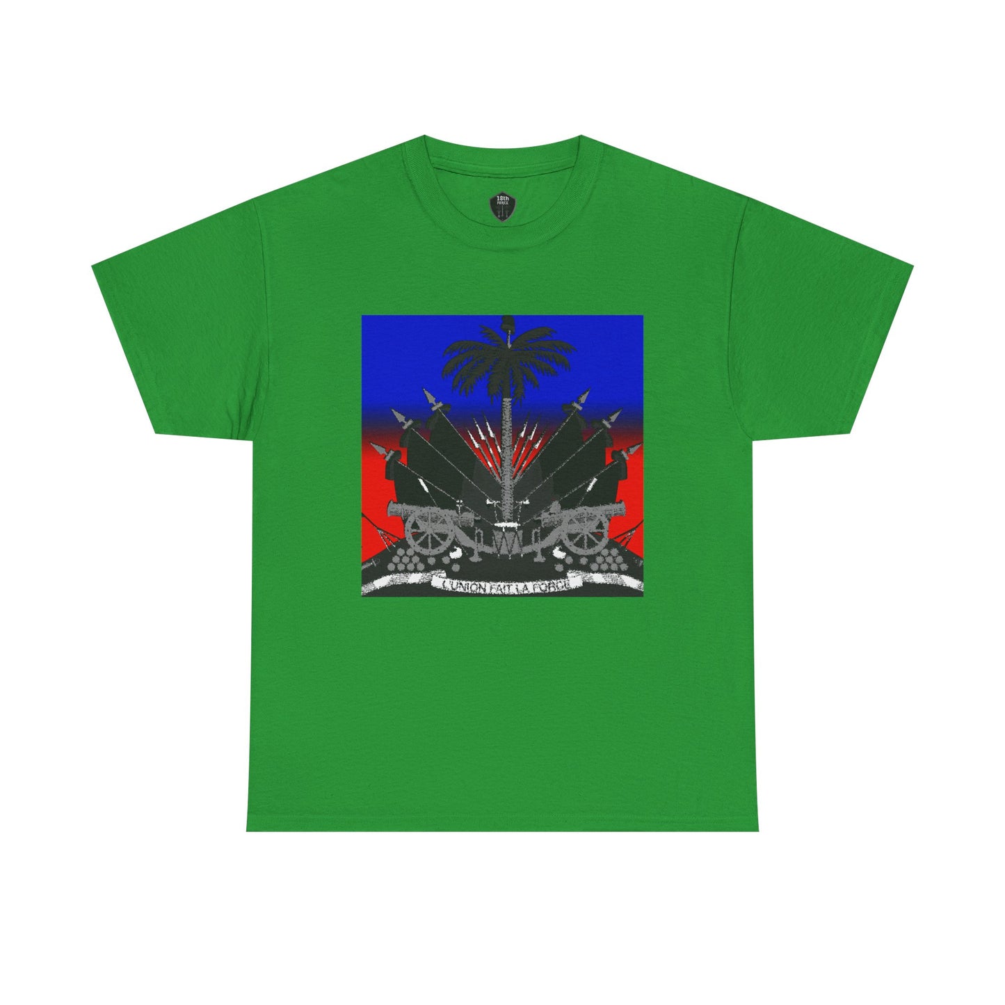 Dark Haitian Coat of Arms Graphic Tee for Unisex, Unique Statement T-Shirt, Casual Everyday Wear, Gift for Culture Enthusiasts, Fun Graphic Shirt