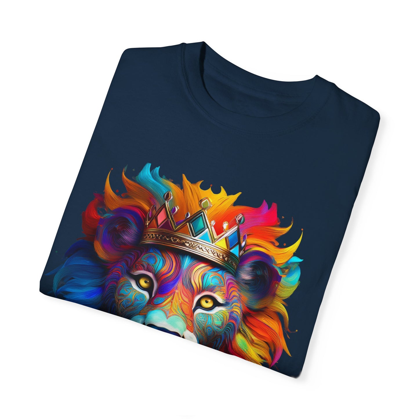 Vibrant Lion King Unisex Garment-Dyed T-Shirt | Colorful Animal Art Tee