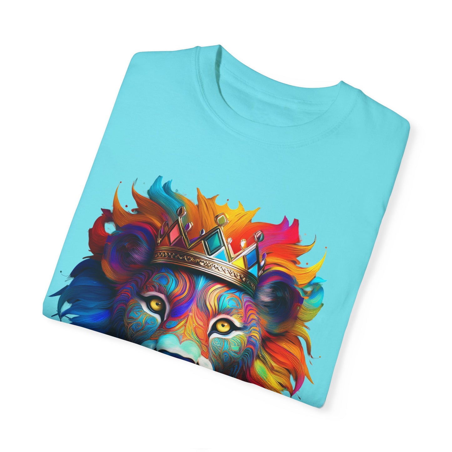 Vibrant Lion King Unisex Garment-Dyed T-Shirt | Colorful Animal Art Tee