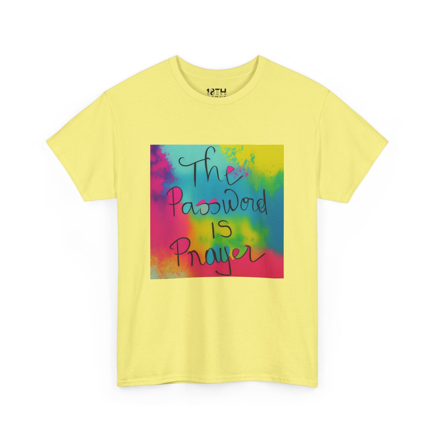 The Password is Prayer Unisex Heavy Cotton Tee | Vibrant Inspirational T-Shirt for Daily Motivation