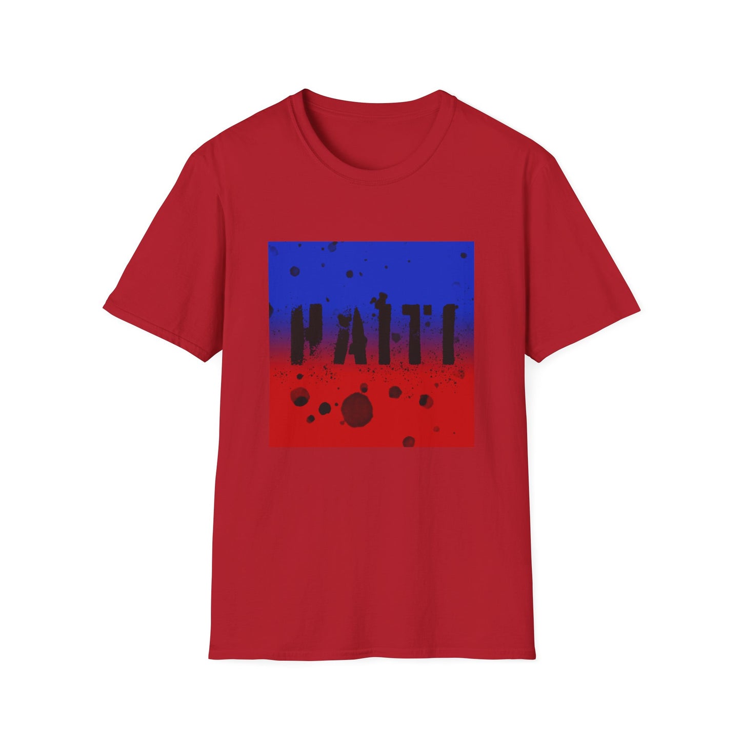 Haiti Pride Unisex Softstyle T-Shirt - Vibrant Red & Blue Design