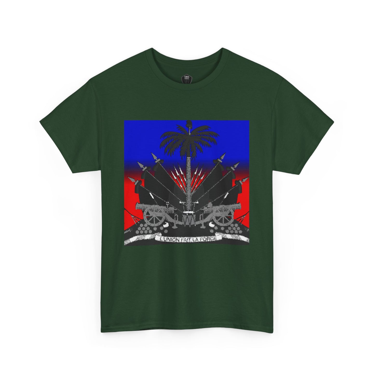 Dark Haitian Coat of Arms Graphic Tee for Unisex, Unique Statement T-Shirt, Casual Everyday Wear, Gift for Culture Enthusiasts, Fun Graphic Shirt