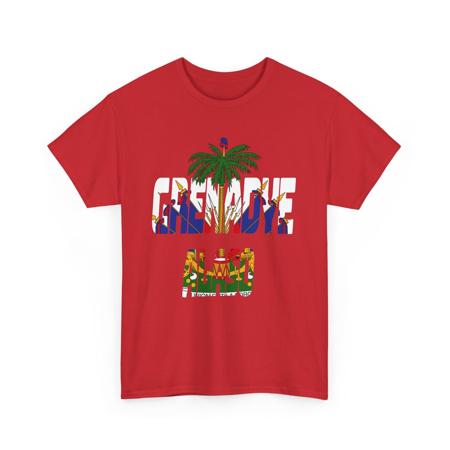 "Grenadye Alaso" Haitian Flag Emblem Print Graphic Tee, Casual Summer Shirt, Unisex T-Shirt, Beach Wear, Vacation Essentials