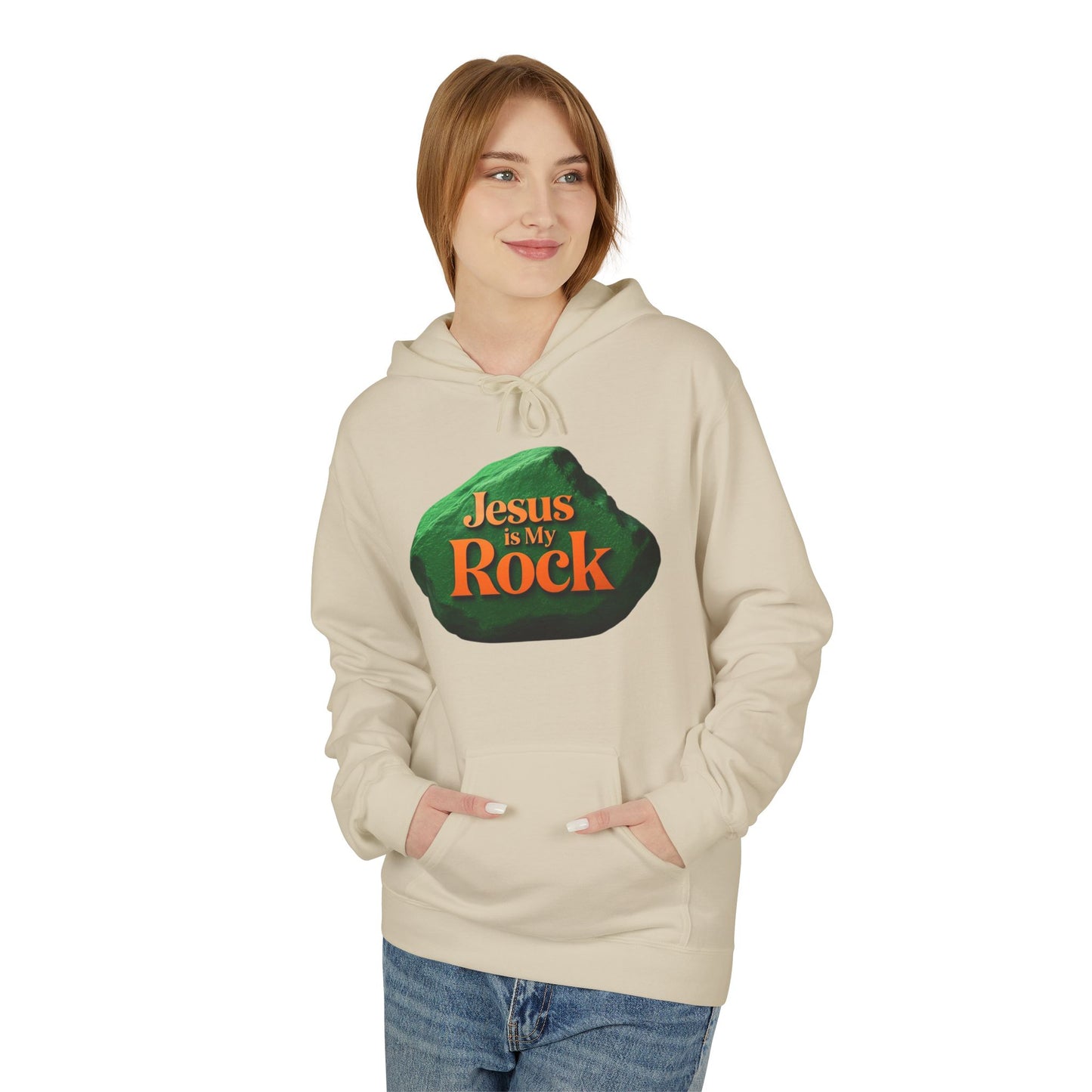 Jesus is My Rock Unisex Fleece Hoodie - Inspirational Comfort for All