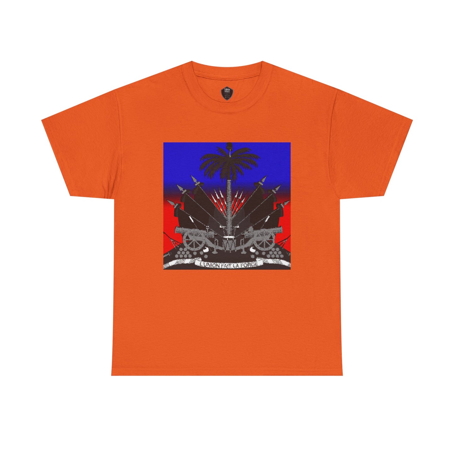Dark Haitian Coat of Arms Graphic Tee for Unisex, Unique Statement T-Shirt, Casual Everyday Wear, Gift for Culture Enthusiasts, Fun Graphic Shirt