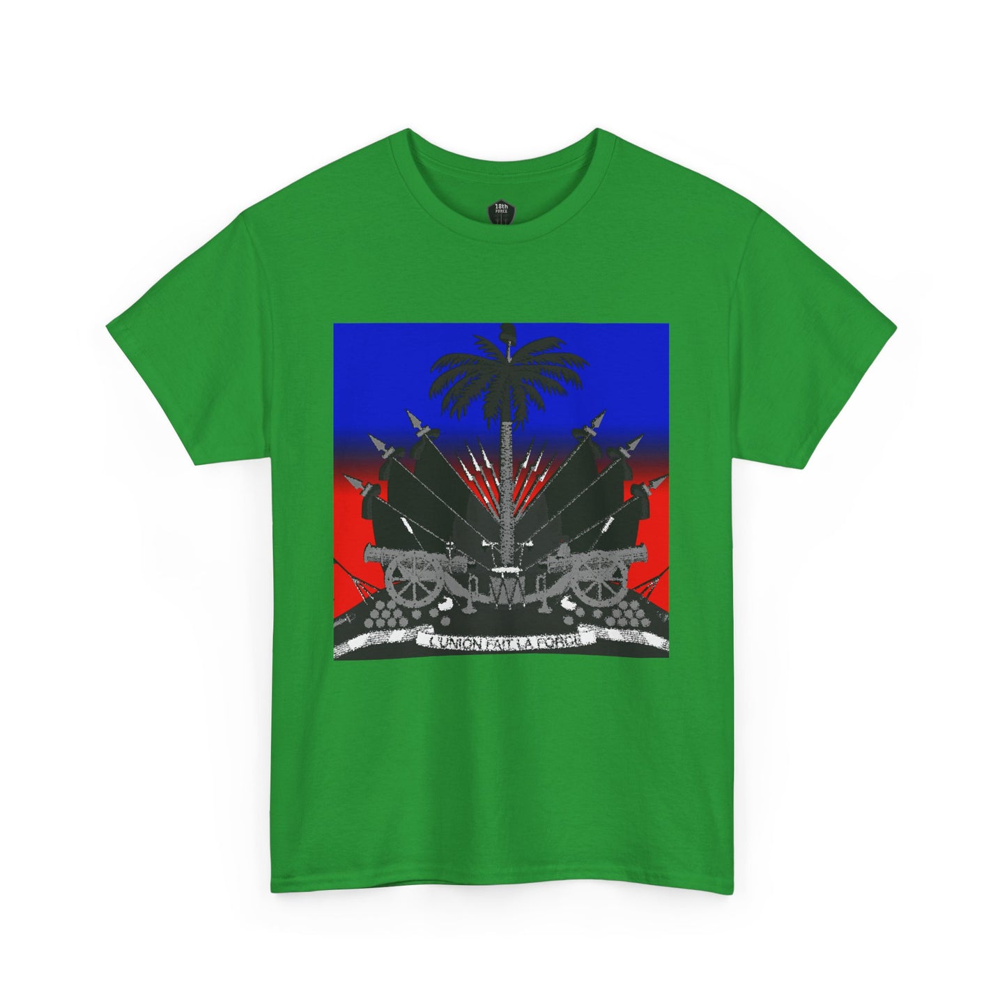 Dark Haitian Coat of Arms Graphic Tee for Unisex, Unique Statement T-Shirt, Casual Everyday Wear, Gift for Culture Enthusiasts, Fun Graphic Shirt