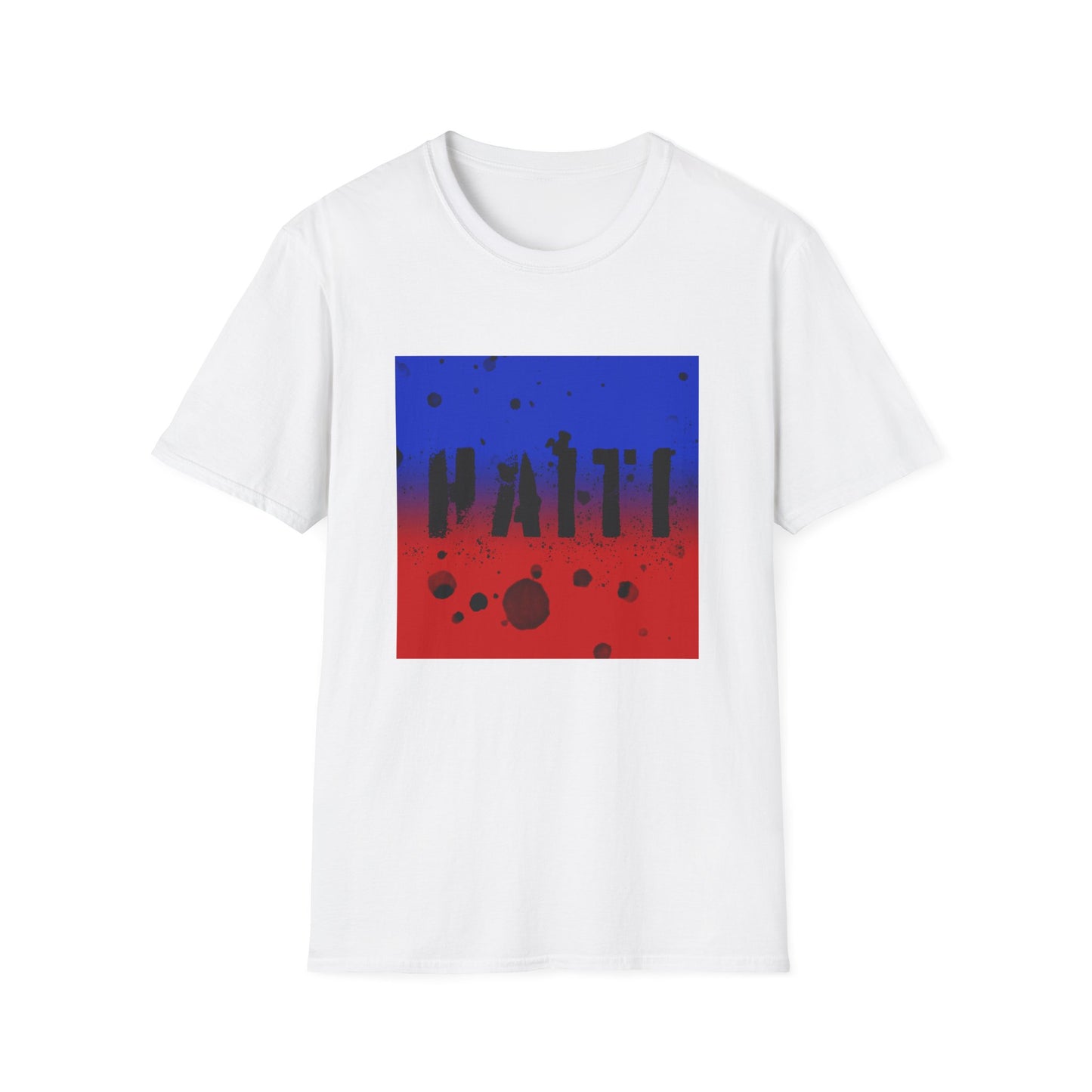 Haiti Pride Unisex Softstyle T-Shirt - Vibrant Red & Blue Design