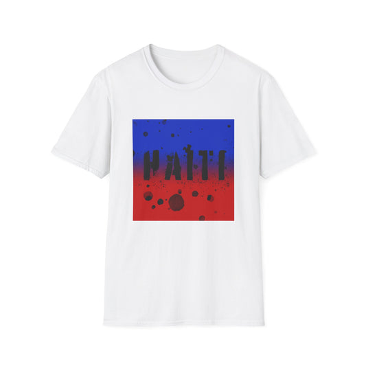 Haiti Pride Unisex Softstyle T-Shirt - Vibrant Red & Blue Design